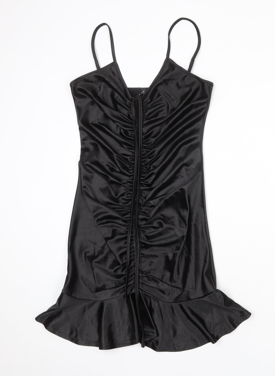 Yodnbuk Womens Black Polyester Slip Dress Size 10 Scoop Neck Pullover