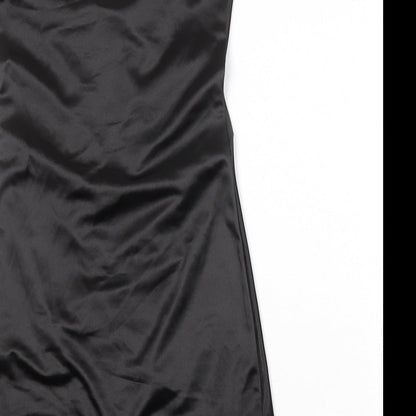 Yodnbuk Womens Black Polyester Slip Dress Size 10 Scoop Neck Pullover