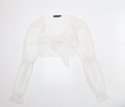 Womens UK Size 8 PRETTYLITTLETHING White Wrap Blouse