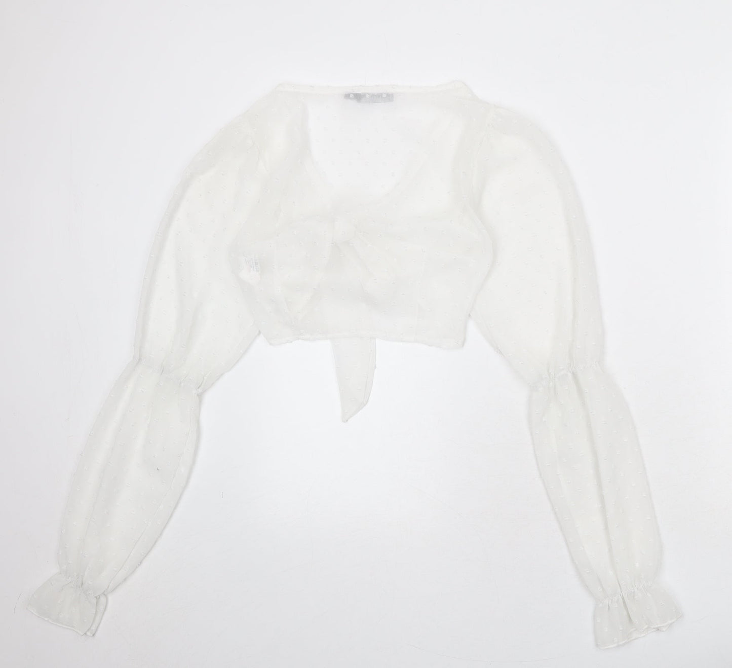 Womens UK Size 8 PRETTYLITTLETHING White Wrap Blouse