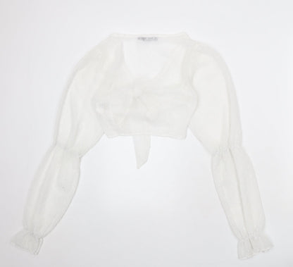 Womens UK Size 8 PRETTYLITTLETHING White Wrap Blouse