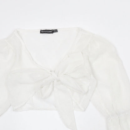 Womens UK Size 8 PRETTYLITTLETHING White Wrap Blouse