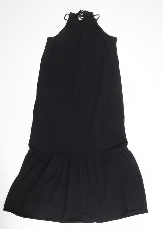 Mango Womens Black 100% Cotton Maxi Size XS Halter Tie
