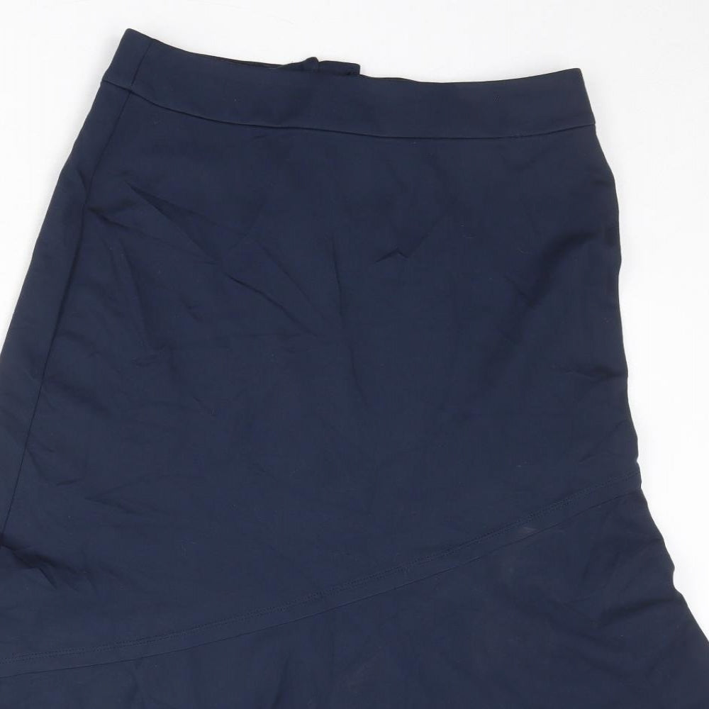 Finery Womens Blue Viscose Swing Skirt Size 10 Zip