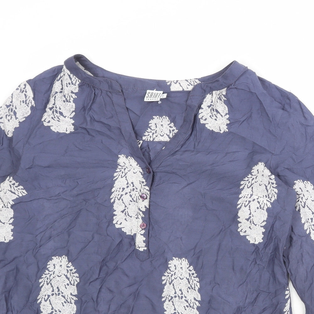 Womens UK Size S Saint Tropez Blue Basic Blouse