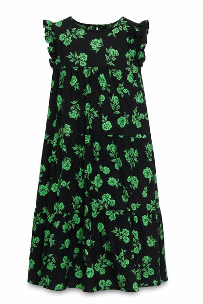 ASOS Womens Black Floral Polyester A-Line Size 12 Round Neck Button