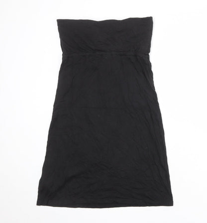 New Look Womens Black Cotton Mini Size 12 Off the Shoulder Pullover