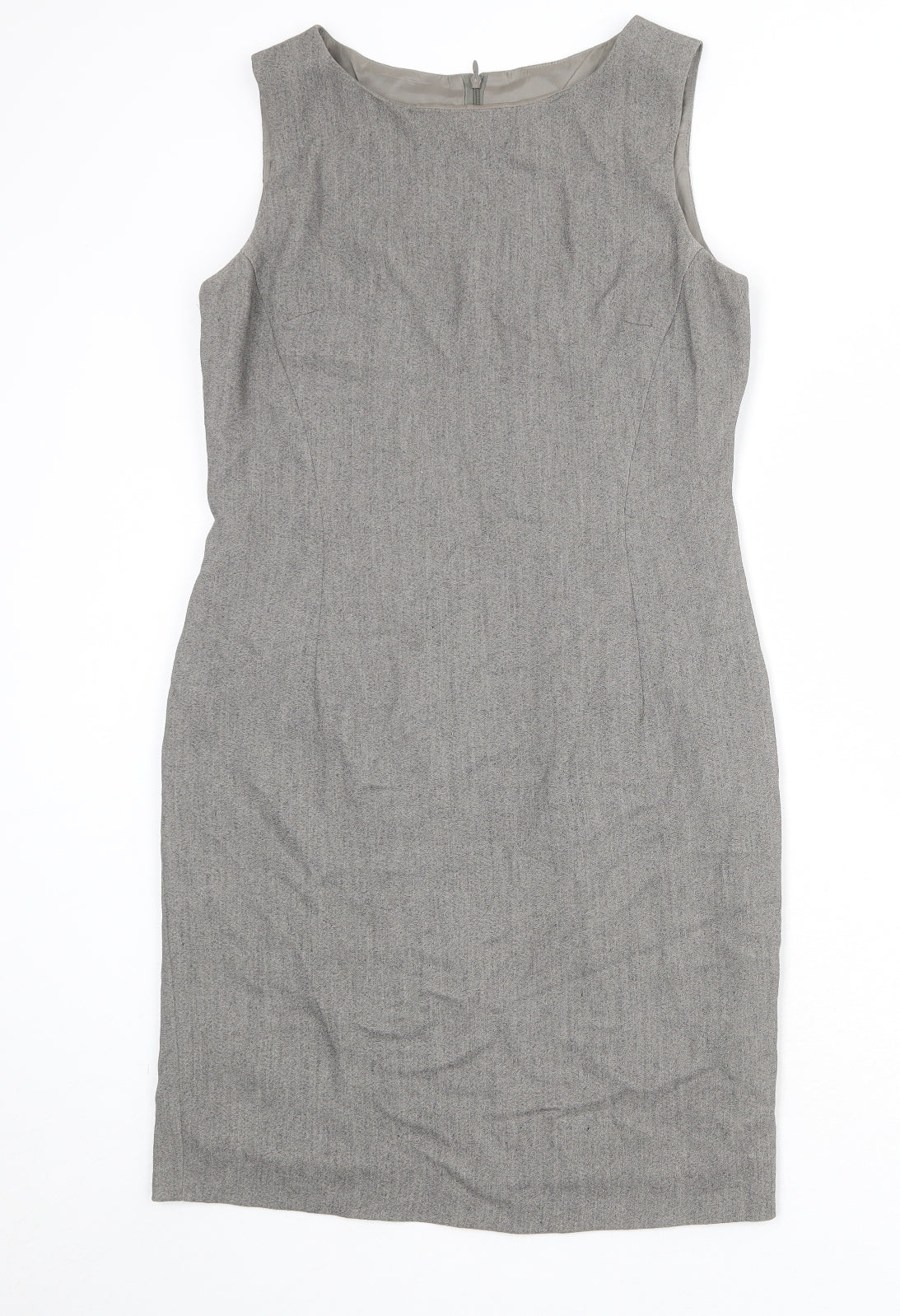 Precis Womens Grey Acetate Shift Size 12 Round Neck Zip