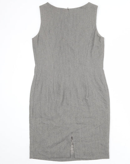 Precis Womens Grey Acetate Shift Size 12 Round Neck Zip