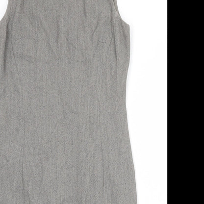 Precis Womens Grey Acetate Shift Size 12 Round Neck Zip