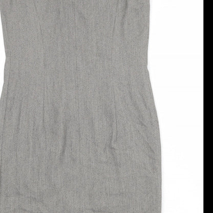 Precis Womens Grey Acetate Shift Size 12 Round Neck Zip