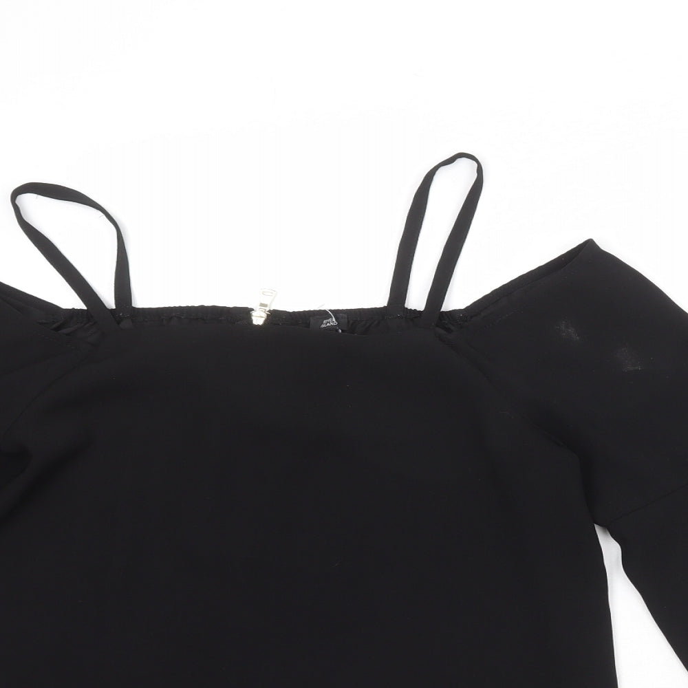 Womens UK Size 12 River Island Black Basic Blouse