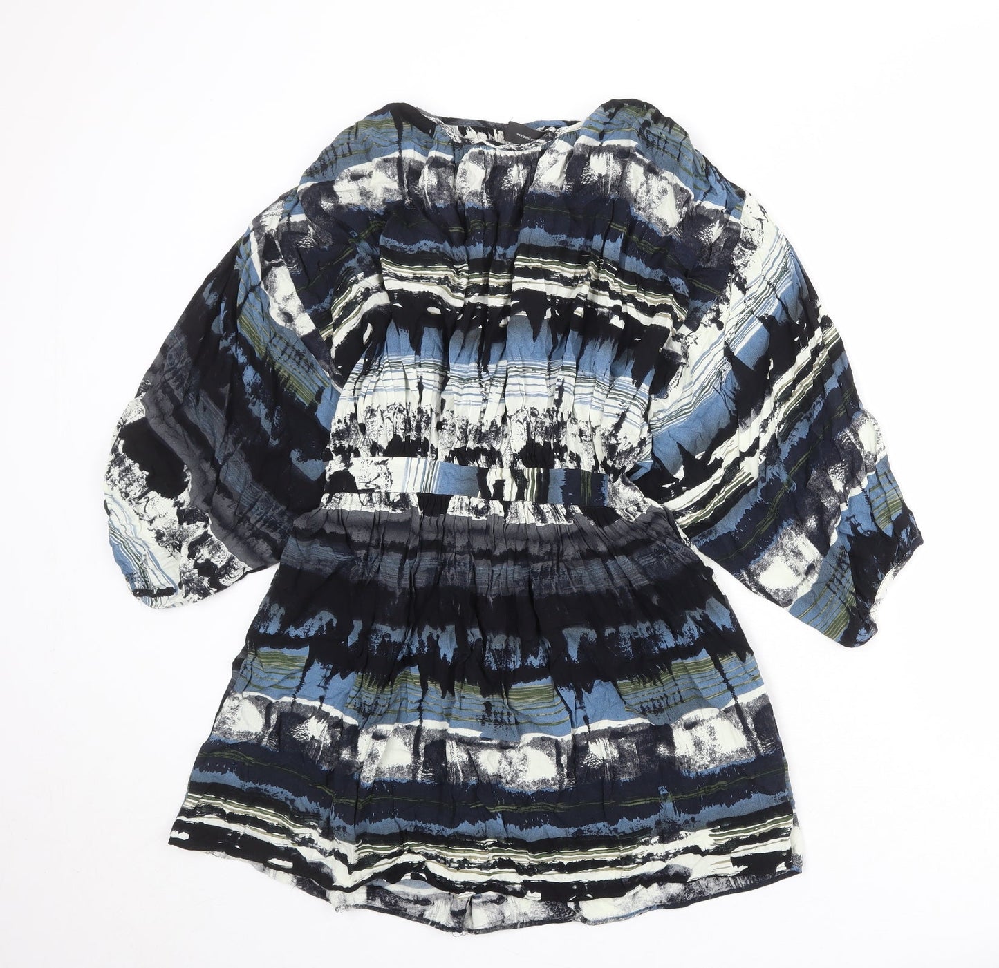 Izabel London Womens Multicoloured Geometric Viscose A-Line Size 10 Round Neck Zip