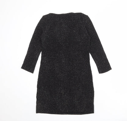 Wallis Womens Black Geometric Nylon A-Line Size XS Round Neck Pullover