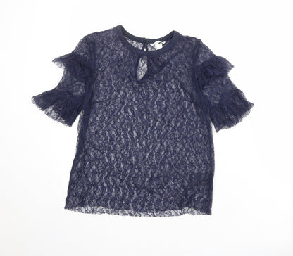 Womens UK Size 10 H&M Blue Basic Blouse