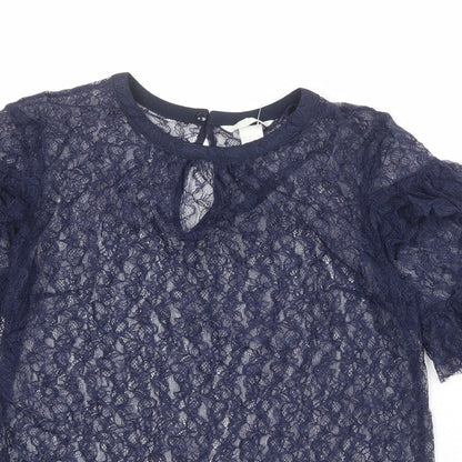 Womens UK Size 10 H&M Blue Basic Blouse
