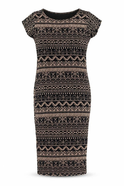 Apricot Womens Black Geometric Viscose Bodycon Size S Round Neck Pullover - Size S-M