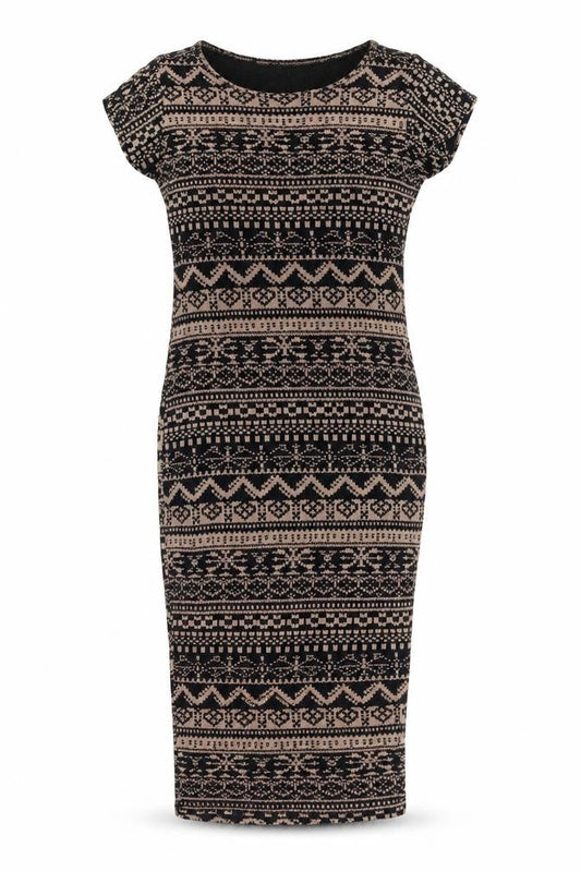 Apricot Womens Black Geometric Viscose Bodycon Size S Round Neck Pullover - Size S-M