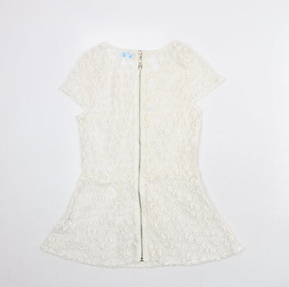 Womens UK Size S Blue Vanilla White Basic Blouse