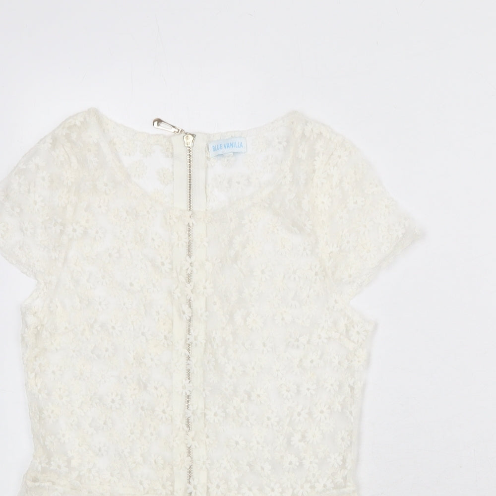 Womens UK Size S Blue Vanilla White Basic Blouse