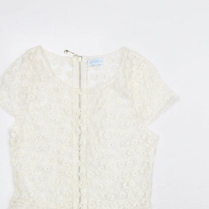 Womens UK Size S Blue Vanilla White Basic Blouse