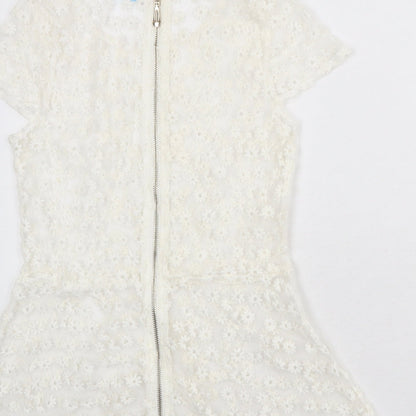 Womens UK Size S Blue Vanilla White Basic Blouse