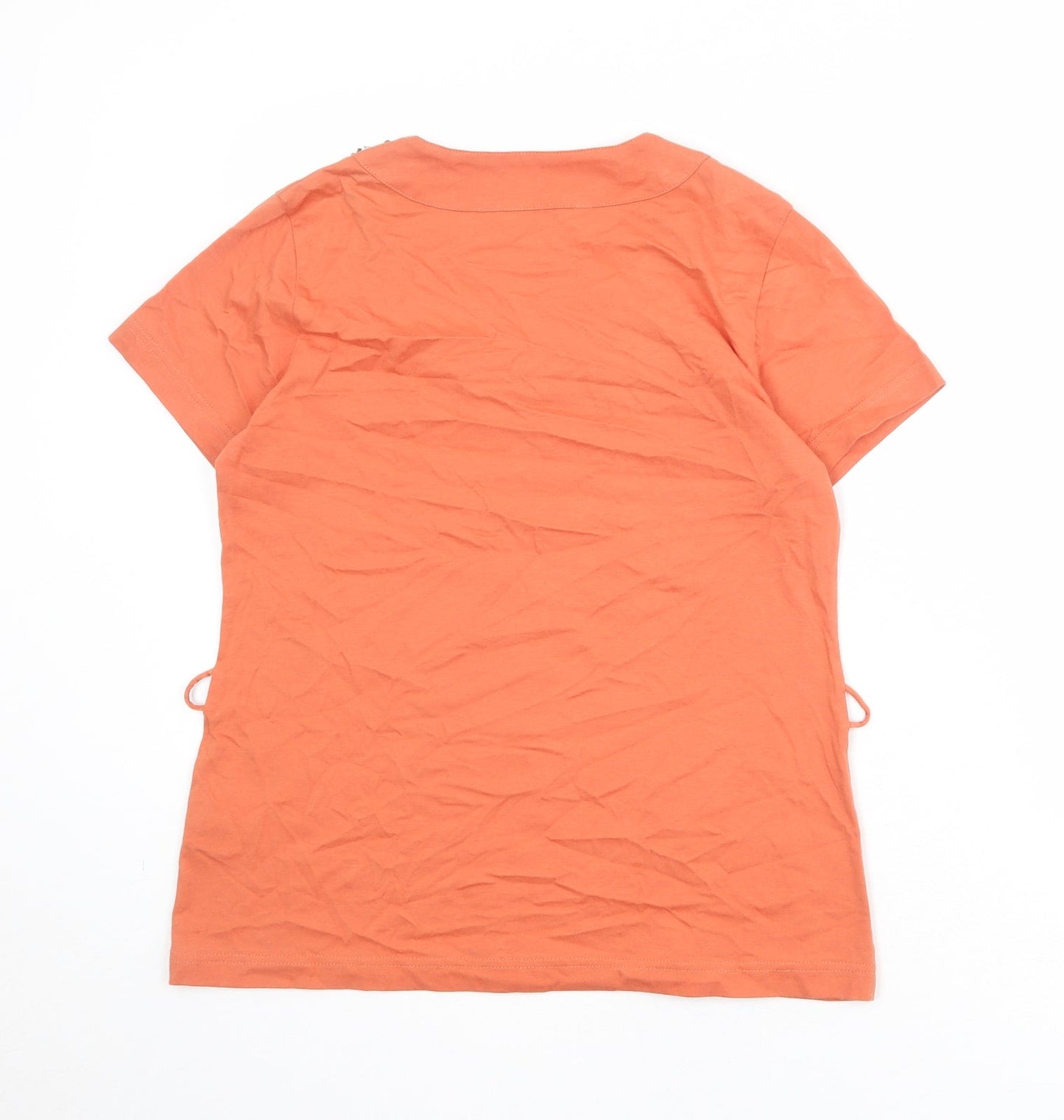 EWM Womens Orange Cotton Basic T-Shirt Size S Square Neck