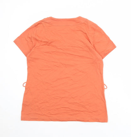 EWM Womens Orange Cotton Basic T-Shirt Size S Square Neck