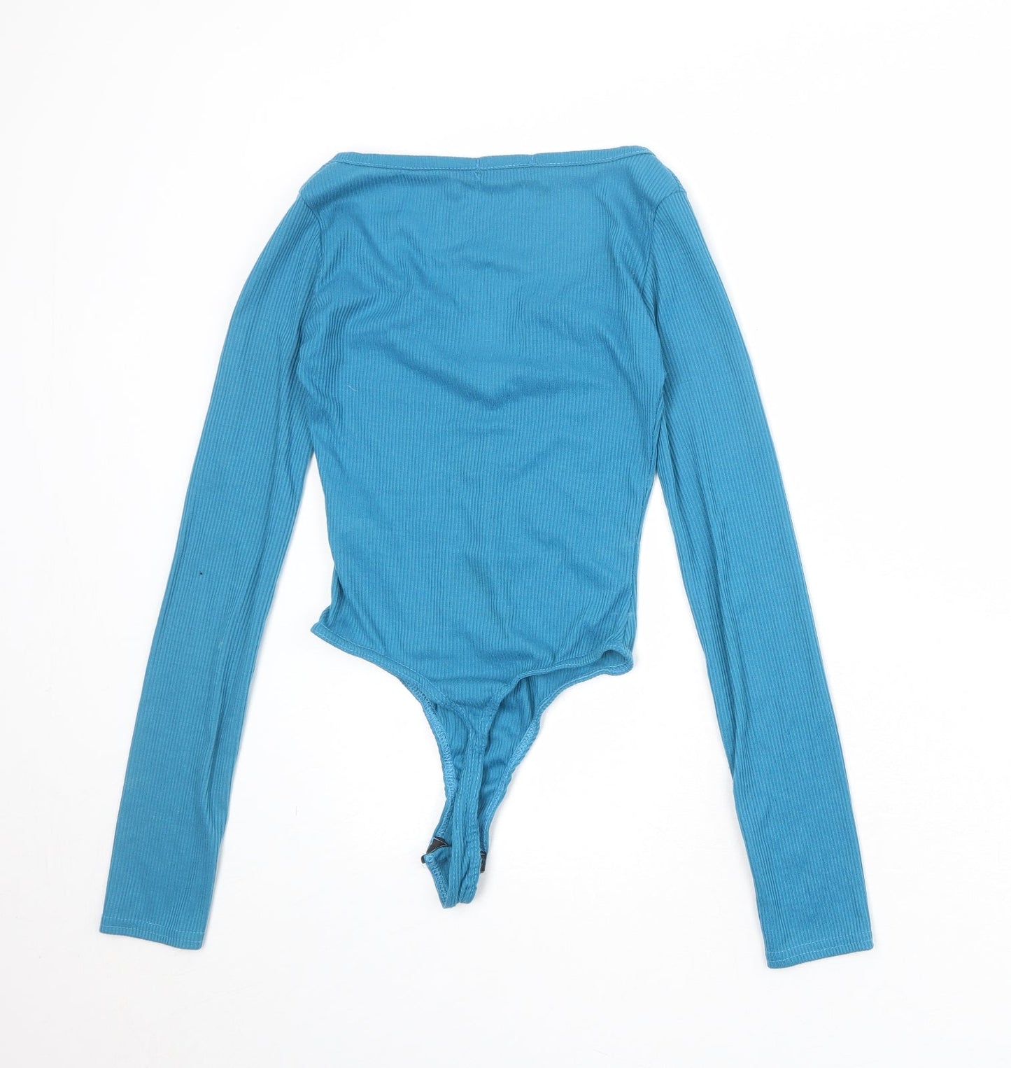 PRETTYLITTLETHING Womens Blue Polyester Bodysuit One-Piece Size 4 Snap