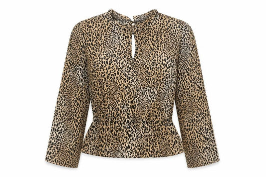 Divided by H&M Womens Multicoloured Animal Print Polyester Basic Blouse Size 8 Round Neck - Leopard Print