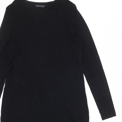 Marks and Spencer Womens Black Viscose A-Line Size 14 Round Neck Pullover