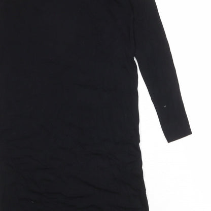 Marks and Spencer Womens Black Viscose A-Line Size 14 Round Neck Pullover