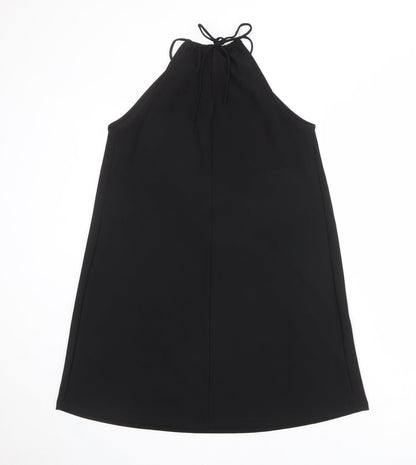 Mango Womens Black Polyester A-Line Size S Round Neck Tie