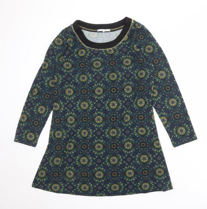 Lakeland Womens Multicoloured Geometric Polyester Jumper Dress Size M Round Neck Pullover