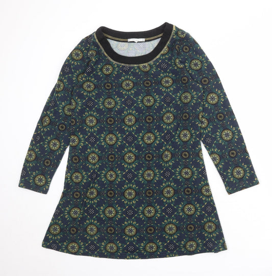 Lakeland Womens Multicoloured Geometric Polyester Jumper Dress Size M Round Neck Pullover