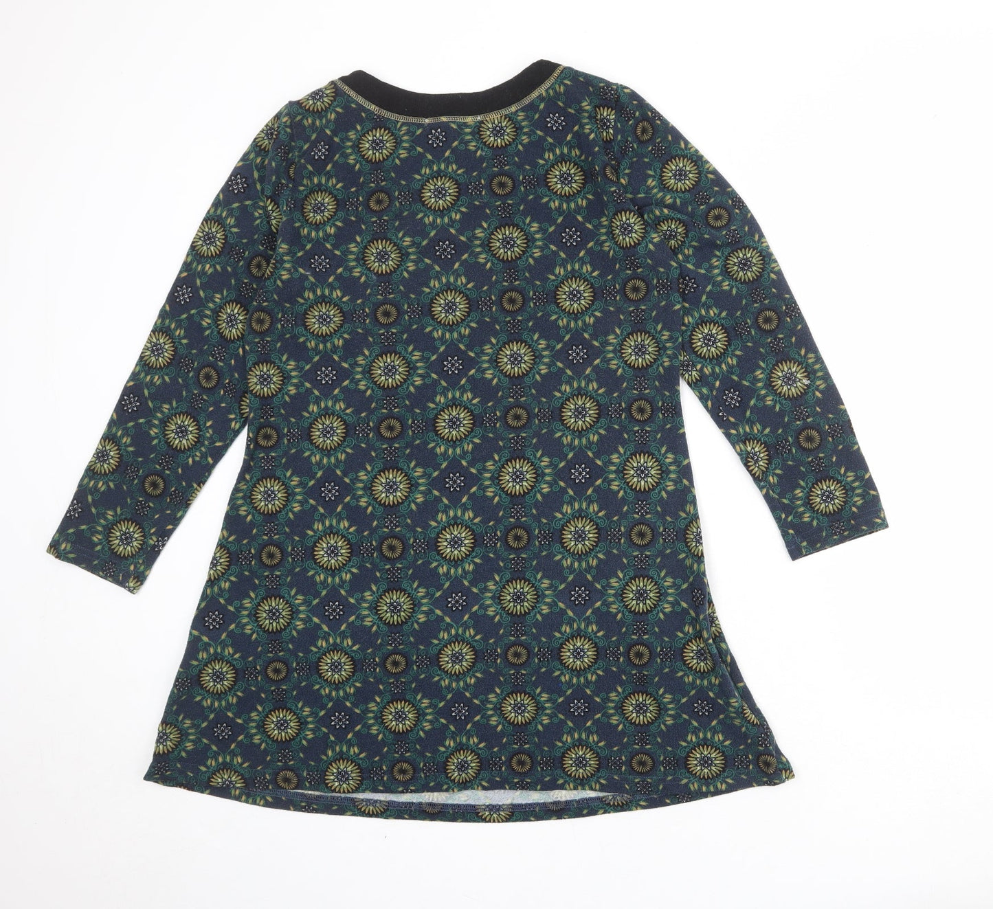 Lakeland Womens Multicoloured Geometric Polyester Jumper Dress Size M Round Neck Pullover