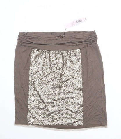 Phase Eight Womens Brown Viscose A-Line Skirt Size L