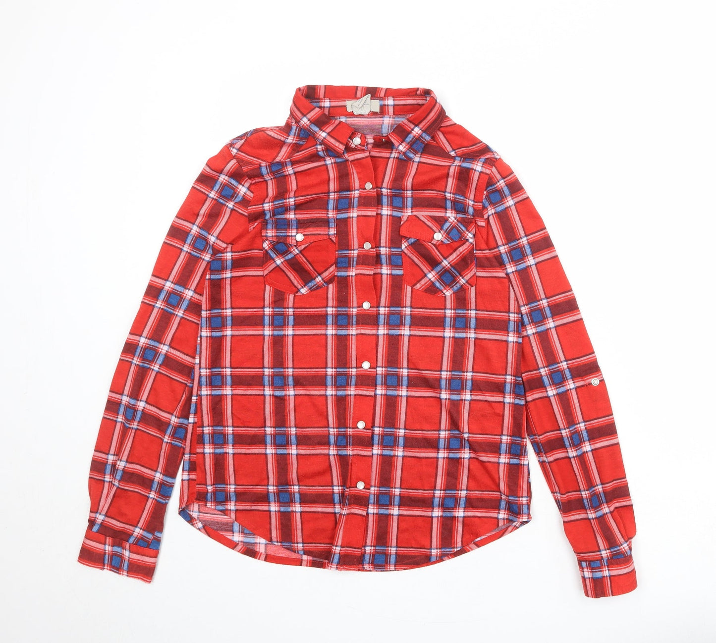 Womens UK Size M Passport Red Basic Button-Up