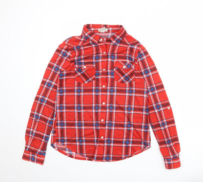 Womens UK Size M Passport Red Basic Button-Up