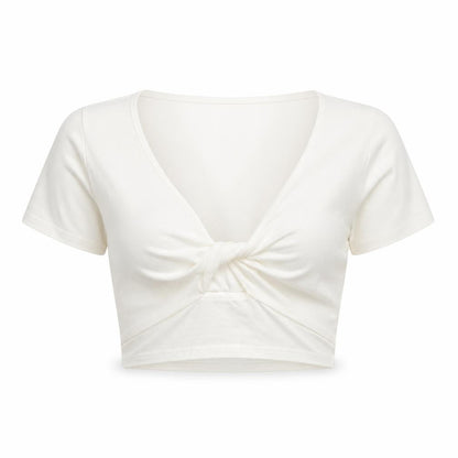 Womens UK Size M Stradivarius Ivory Cropped T-Shirt
