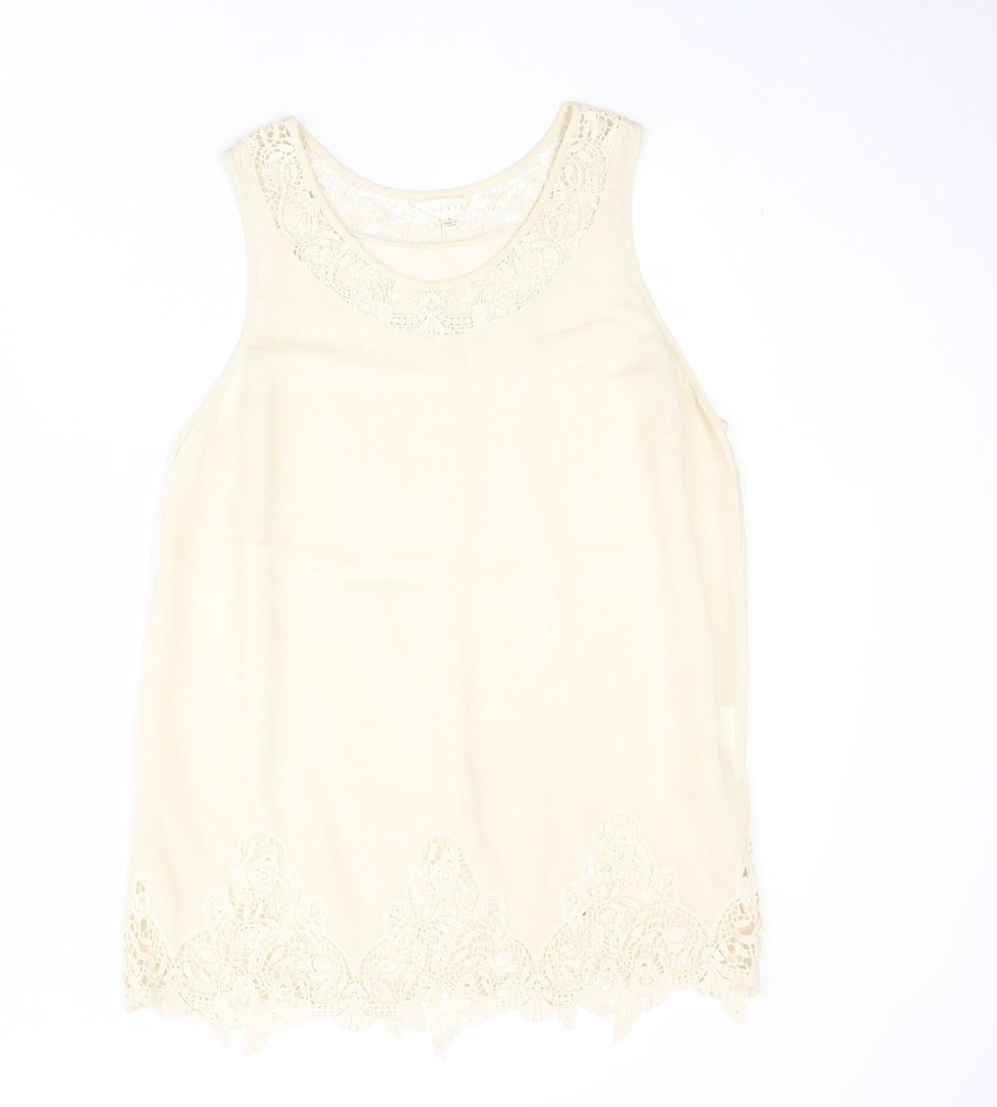 Womens UK Size L Adiva Beige Basic Tank