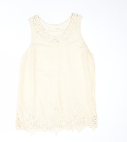 Womens UK Size L Adiva Beige Basic Tank
