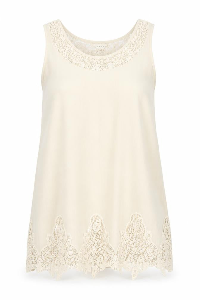 Womens UK Size L Adiva Beige Basic Tank