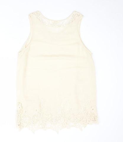 Womens UK Size L Adiva Beige Basic Tank
