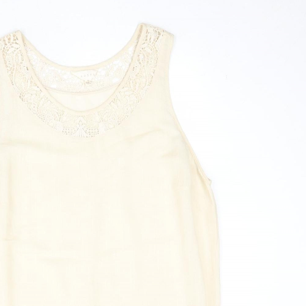 Womens UK Size L Adiva Beige Basic Tank