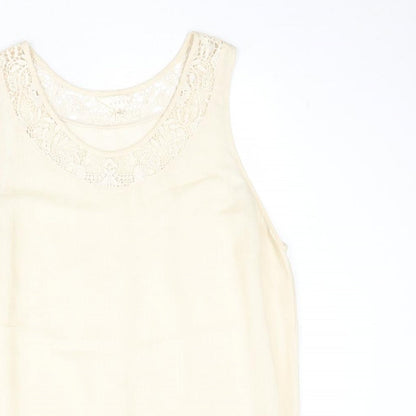 Womens UK Size L Adiva Beige Basic Tank