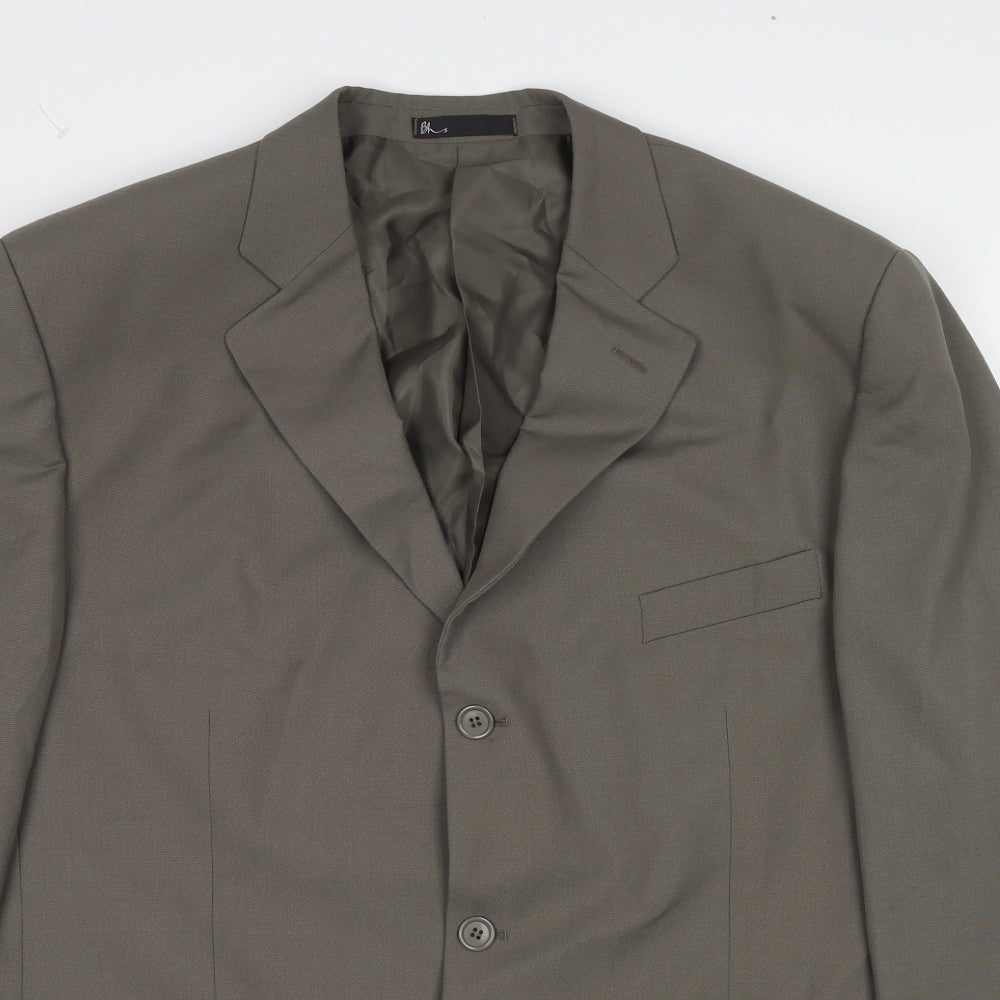 BHS Mens Grey Polyester Jacket Suit Jacket Size 46 Regular