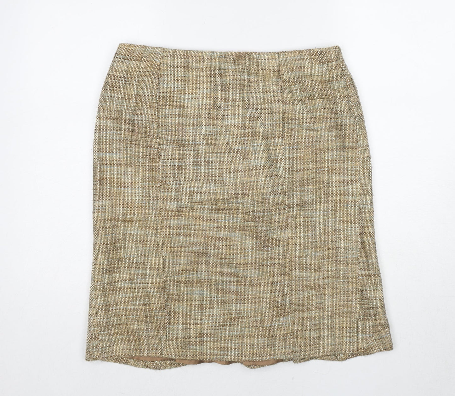 Oasis Womens Beige Polyester A-Line Skirt Size 12 Zip