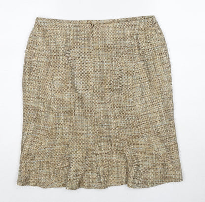 Oasis Womens Beige Polyester A-Line Skirt Size 12 Zip