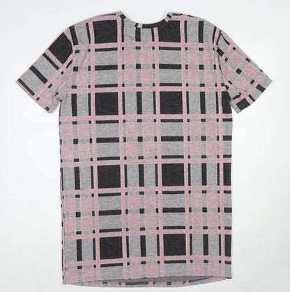 River Island Womens Multicoloured Plaid Polyester T-Shirt Dress Size 10 Round Neck Pullover